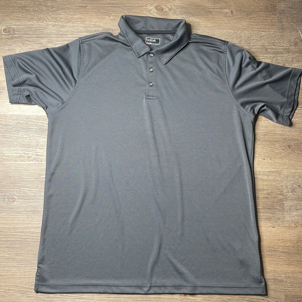 Bollé Men’s Charcoal Grey polyester Collared Shirt Sleeve Polo, size XXL